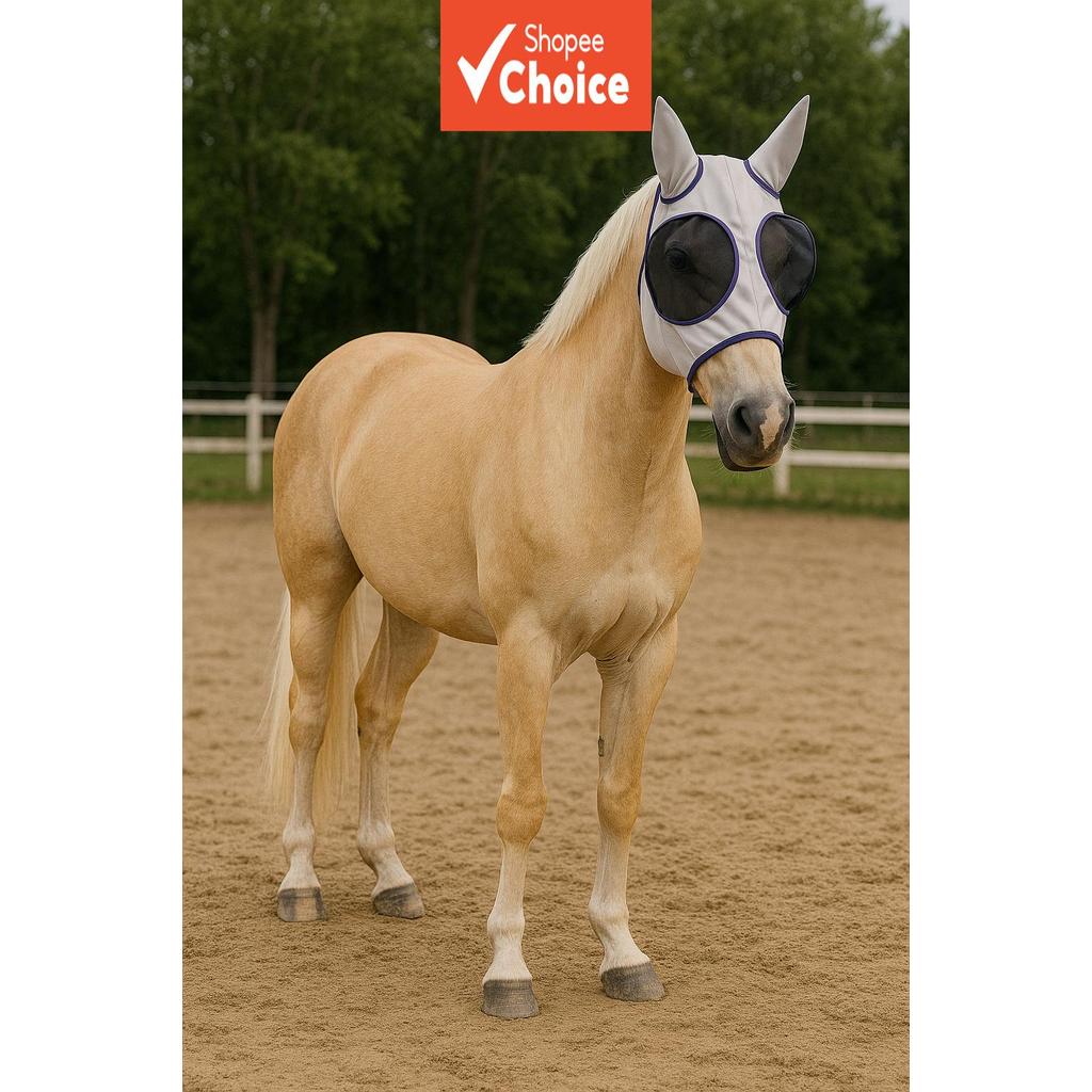 Máscara facial para cavalos de verão, proteção contra mosquitos, sol, mordidas, respirável e amigável à pele,