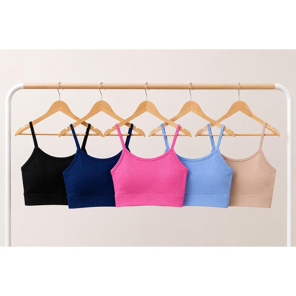Kit 3 Top Canelado Com Bojo Removível Feminino Cropped Alcinha Premium Para Academia e Dia a Dia