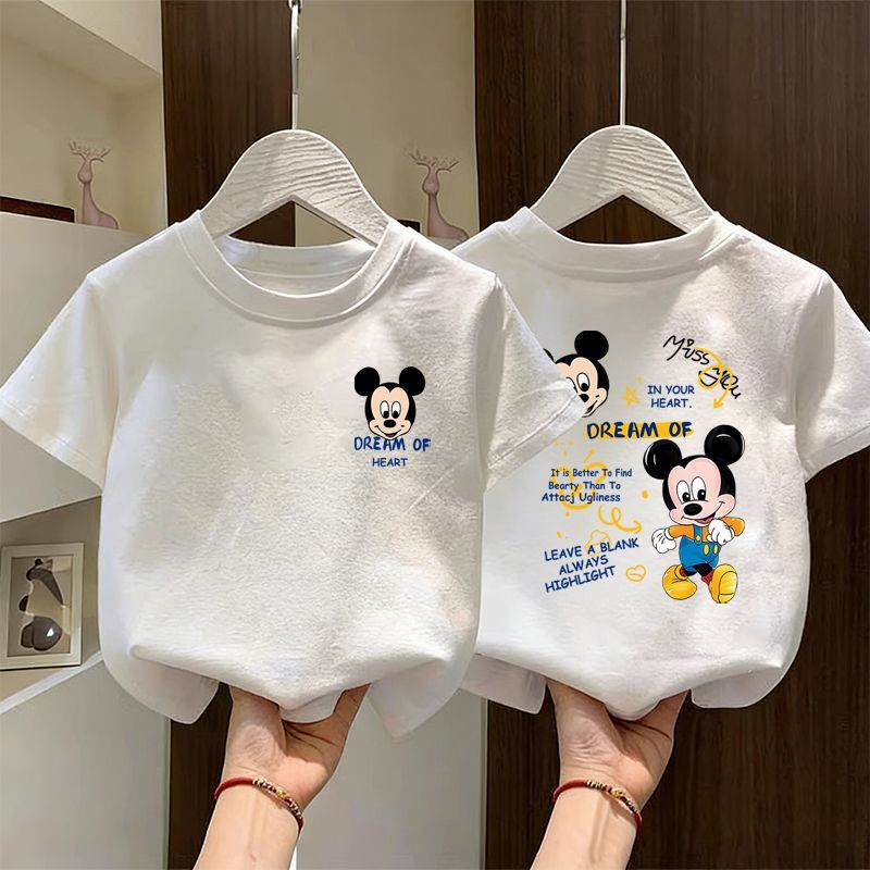 Crianças verão puro algodão de manga curta camiseta meninos meninas 2026 novo estilo dos desenhos animados impresso bebê