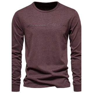 2026 Novo estilo de algodão puro adequado para a pele de manga comprida camiseta masculina Ruffian bonito Casual Top peq