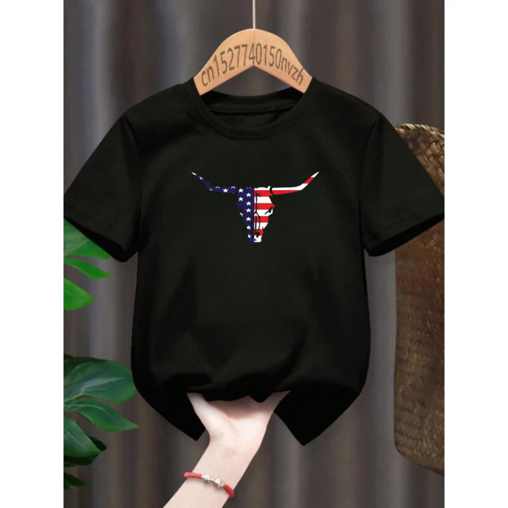 Camisetas Infantil Juvenil  Estampa Texas Country Boi Lançamento 100% Algodã Camisa Blusa Premium