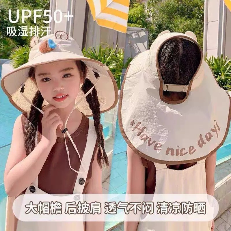 Crianças protetor solar chapéu verão pára-sol Anti-ultravioleta xale pescoço proteção chapéu masculino feminino bebê bon