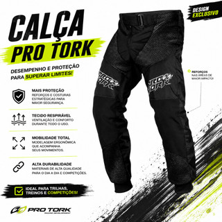 Calça Motocross Trilha off Road Adulto Pro Tork Insane In Black Proteção Grossa