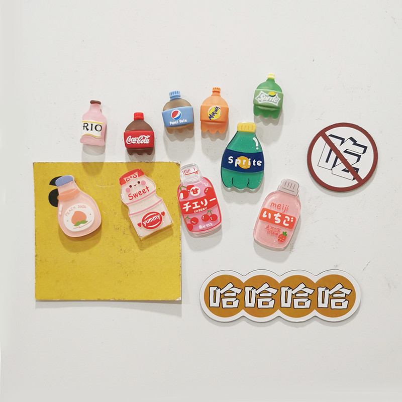 Bebidas acrílico geladeira adesivos ímãs bonito magnético Mini comida brinquedos um conjunto entrada decoração para casa