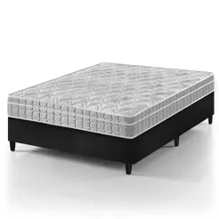Cama Box Viúva Preto + Colchão Espuma D33 Zidi Hanover Orthopedic 128x188x61cm