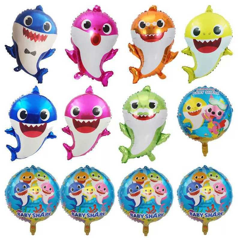 Conjunto de balões de tubarão, festa de aniversário infantil, família, balões