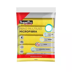 Pano Microfibra Multiuso com 4 unidades Amarelo SuperPro