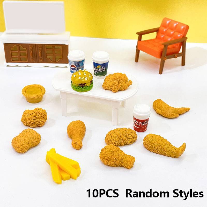 PLUMHOME 1/12 Casa De Bonecas Frito Chien Hambúrguer Batatas Fritas Conjunto Bebida Decorações De Comida Acessórios Para