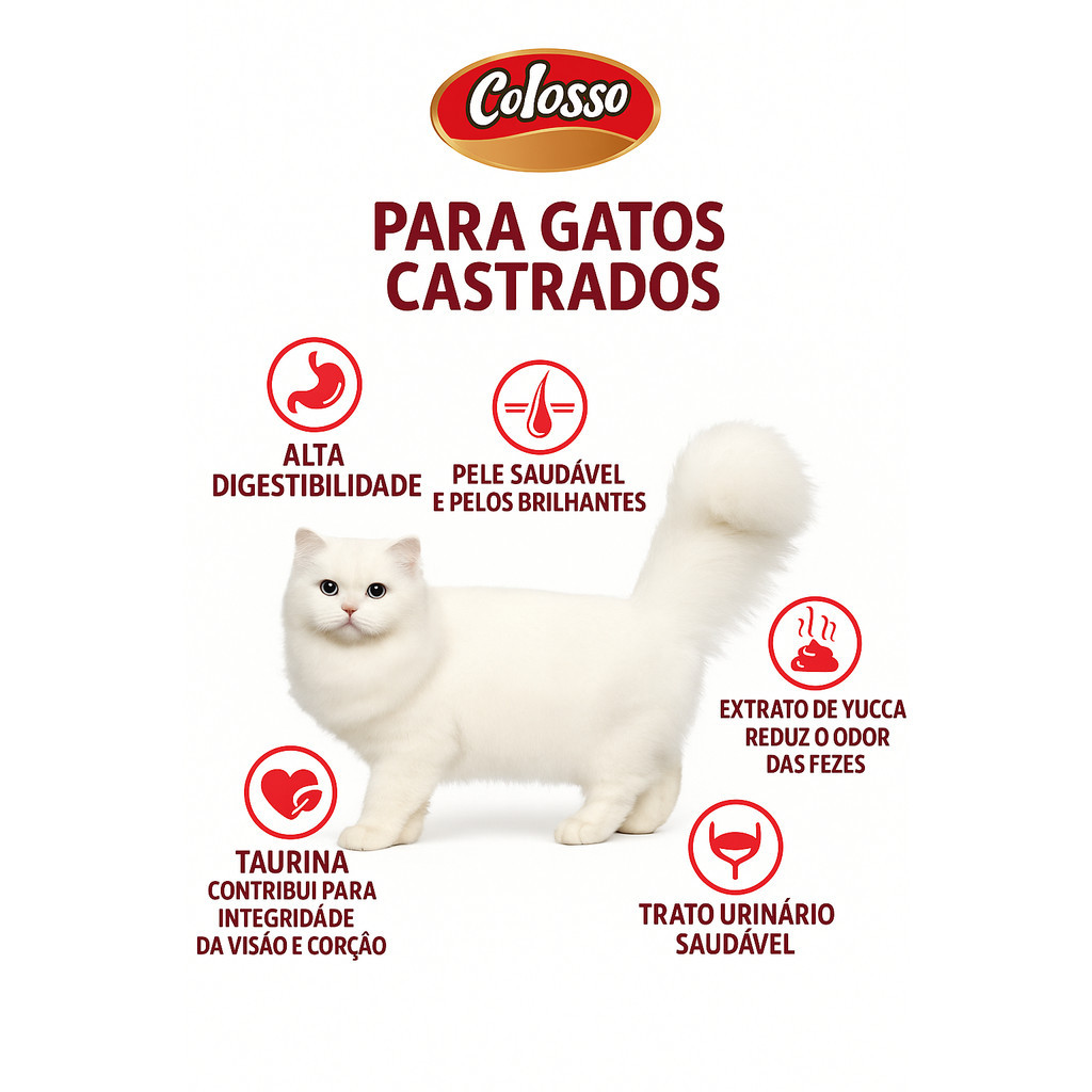 Ração Colosso Premium Gato Castrado 10 Kg Carne — imagem 2 de 2