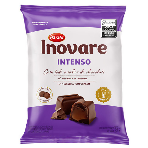 Cobertura Chocolate Meio Amargo Intenso Inovare Gotas 1,01kg Harald