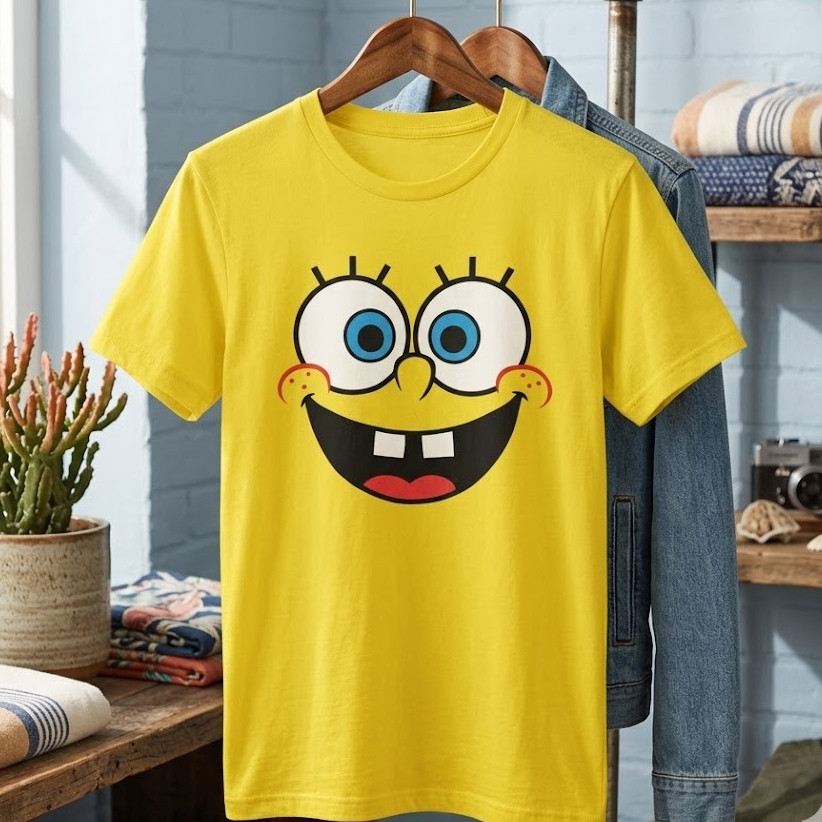 Camiseta Infantil Bob Esponja Personagem Clássico Desenho Animado Roupa Infantil Estampada Manga Curta