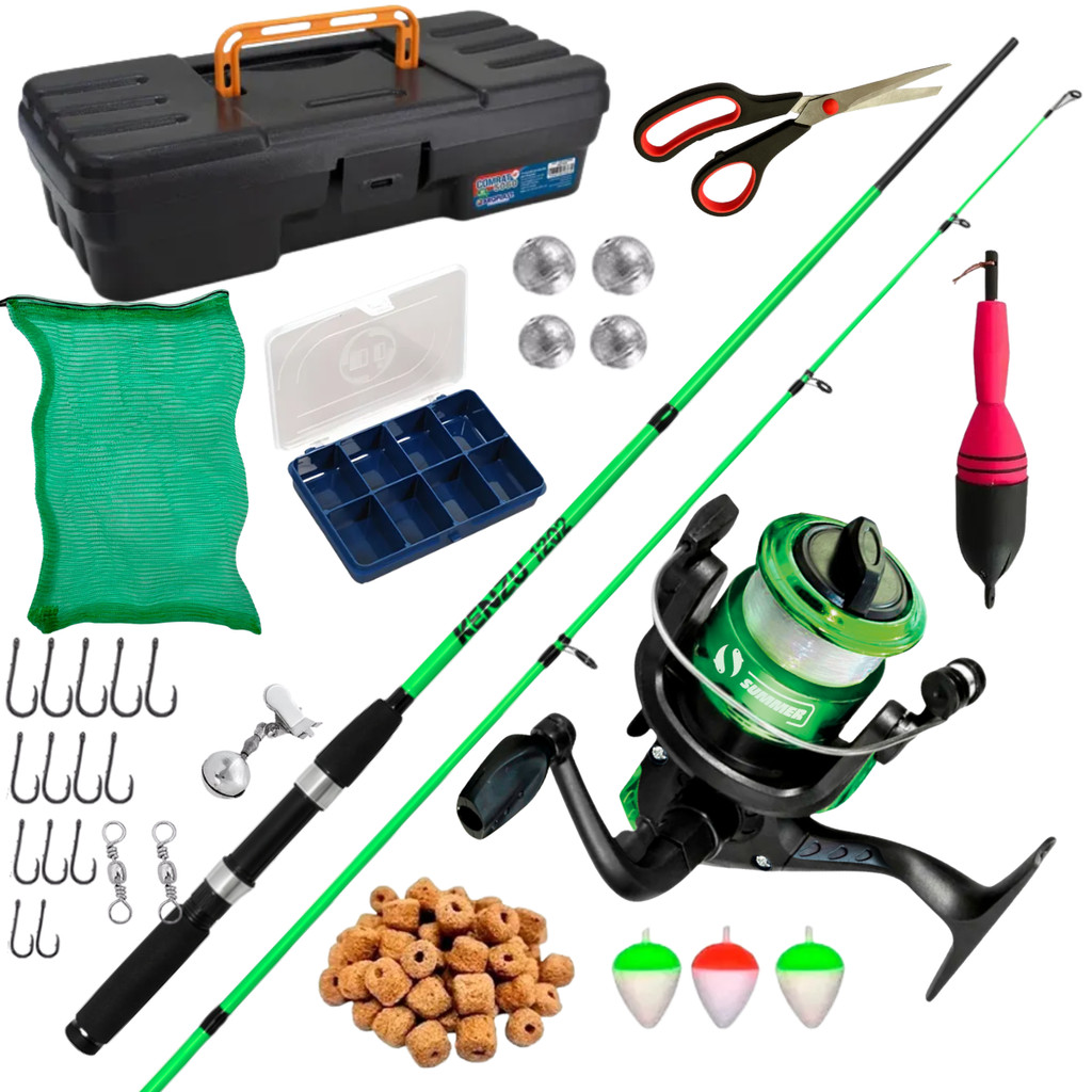 Kit De Pesca Completo Vara 10 Kg Molinete Maleta Promoção