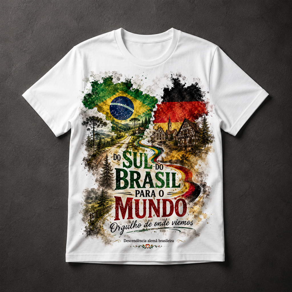 Camiseta Descendência Alemã Brasileira Sul do Brasil para o Mundo Orgulho Raízes