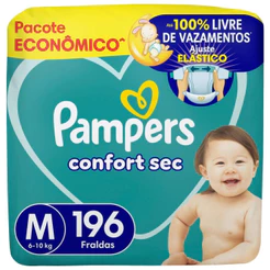 Fralda Pampers Confort Sec Ultra M 196 Unidades