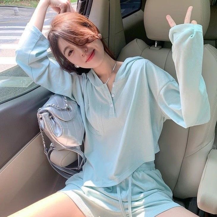 Terno feminino fino roupas esportivas protetor solar terno feminino verão estilo coreano moda solta protetor solar roupa