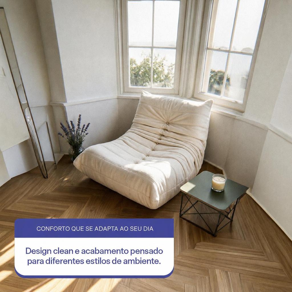 Poltrona Puff Retrô Inflow Boucle Vem Na Caixa Design Decorativo Para Sala e Quarto Moderno · foto 2