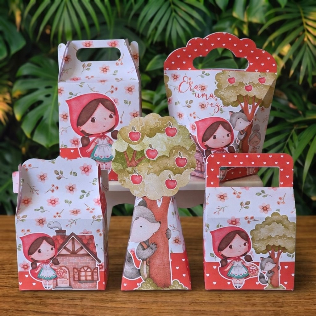 Kit Festa Caixinhas CHAPEUZINHO VERMELHO lembrancinhas personalizadas para aniversario infantil decoração mimos
