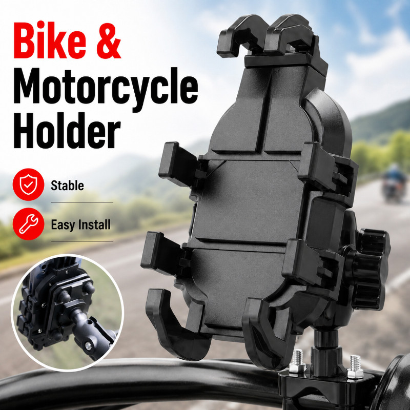 Suporte Para Telefone De Motocicleta C/Amortecedor De Choque Celular De 4,7-7,1 Polegadas À Prova