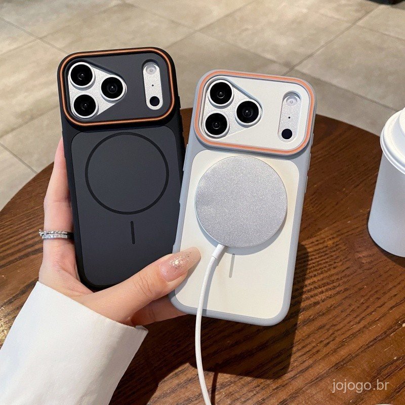 Capa Magnética de Luxo Bicolor Phantom, Compatível com iPhone 11 12 13 14 15 16 17 Pro Max, Compatível com Magsafe, com 