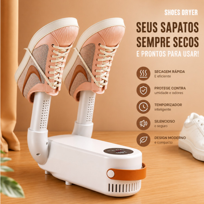 Aquecedor Secador de Tênis e Sapatos Elétrico 150W Portátil para Dias Chuvosos e Esportes