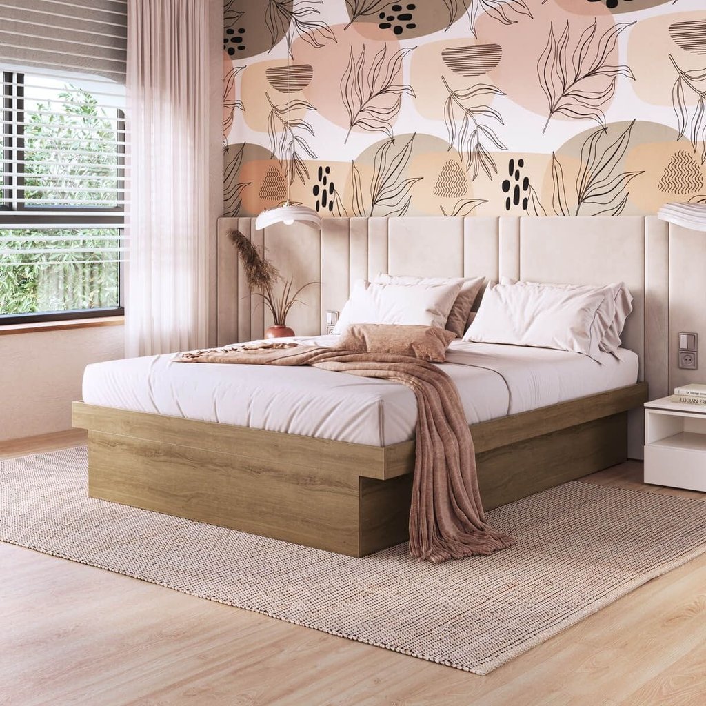 Cama Casal Box Baú 140 Bogotá 138x188cm Marrom/Mel Mel