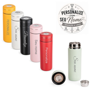 Garrafa Térmica Inox 300ml Personalizada com Nome | Parede Dupla | Gravação a Laser