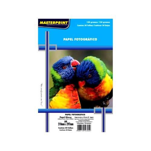 Papel Fotográfico Glossy A4 50 Folhas Secagem Rápida Resistente a Água 150g/m²