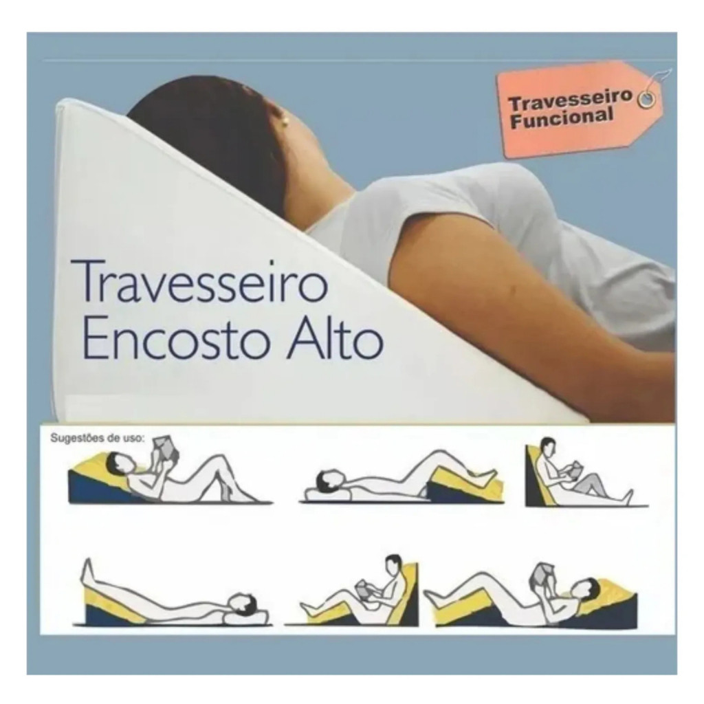Encosto Triangular - Terapêutico - Travesseiro Para Encostar - Amarelo e Branco — imagem 2 de 2