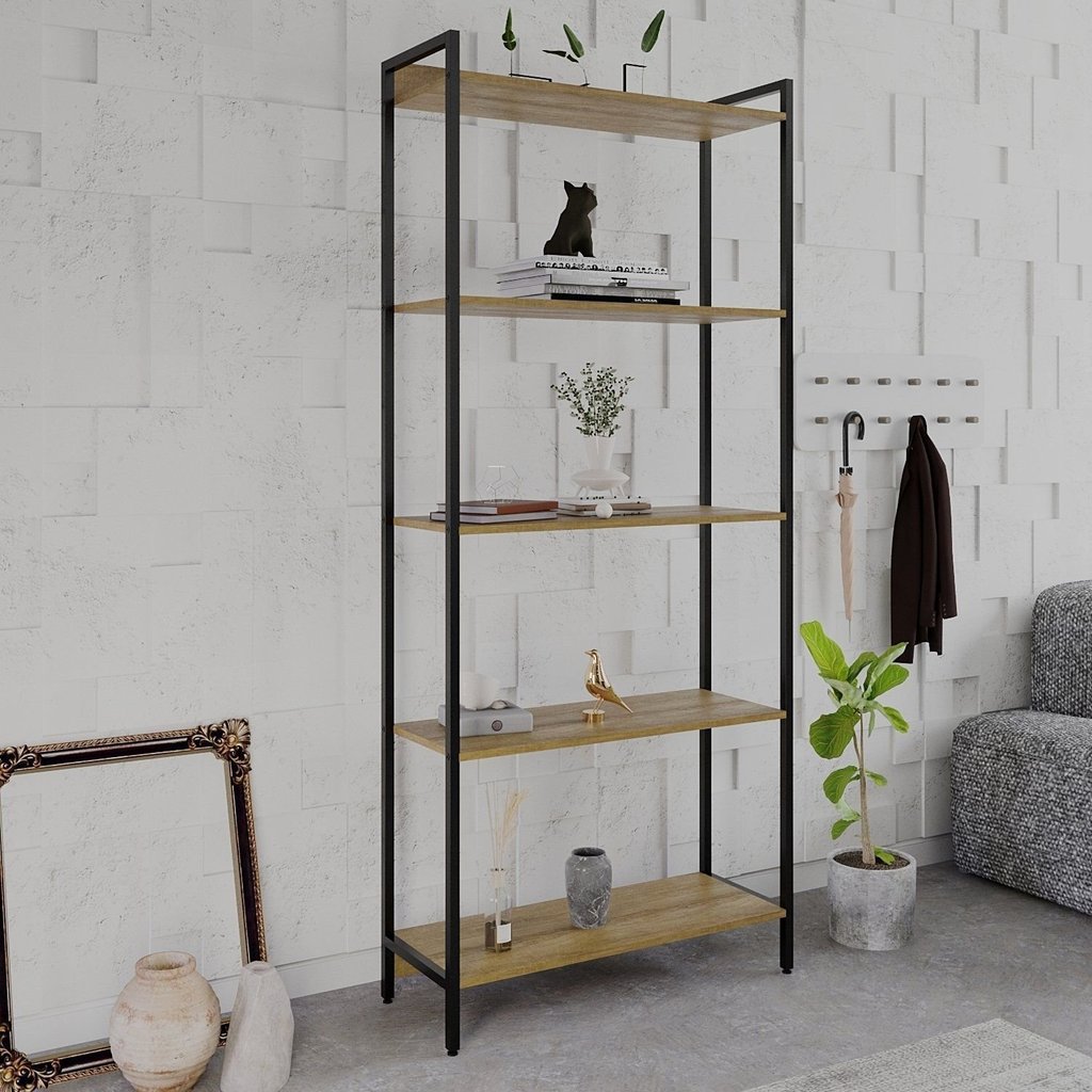 Estante de Livros Industrial 80CMX187CM Multiuso 5 Prateleiras Active Yescasa Marrom Mel