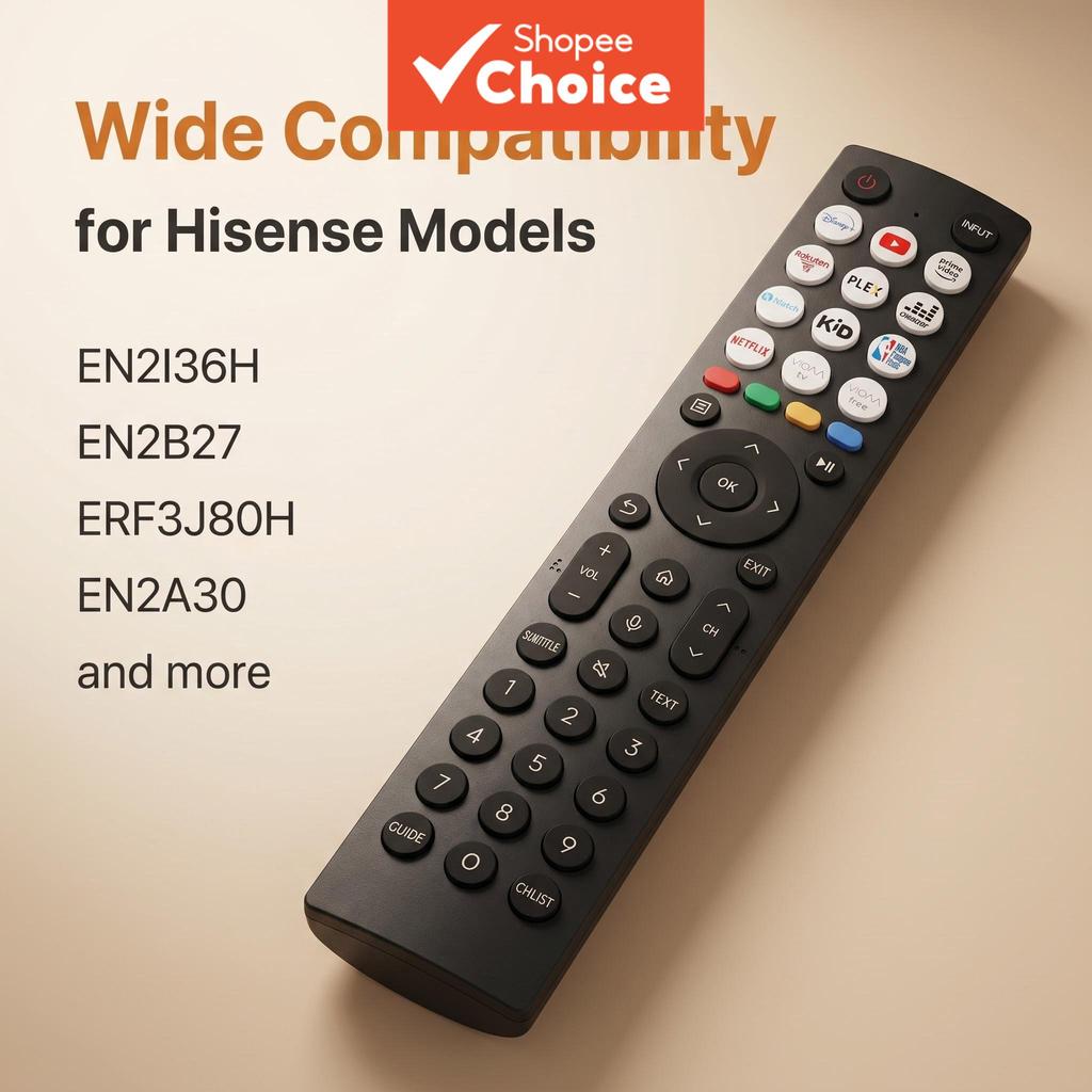 Controle Smart TV para Reposição de Televisão Android Hisense, Controle Universal Sem Fio, Resposta Rápida