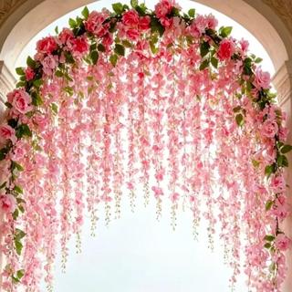 Guirlanda De Flores De Rosa Artificial INTREE , Videira Suspensa De Flor Resistente A UV De Plástico , Aparência Realist