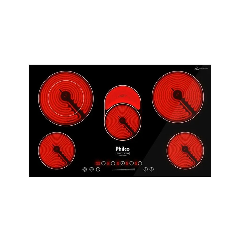 Cooktop Elétrico Philco 5 Bocas Vitrocerâmico Volcano — oferta na Shopee
