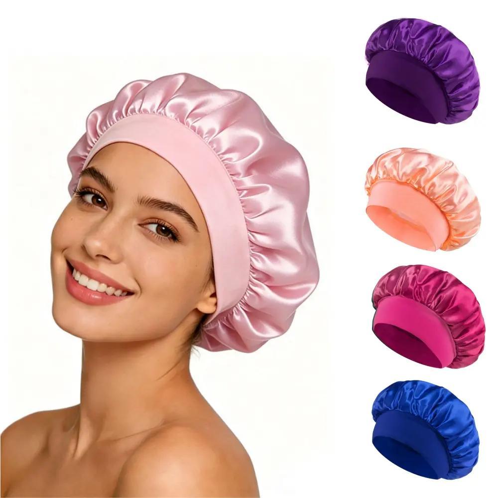 Touca de Cetim Premium Antifrizz com Faixa elástica Confortável Ideal para Cabelos Cacheados, Lisos e Ondulados