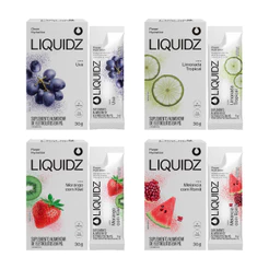 Kit 4 Sabores LIQUIDZ® - Eletrólitos Zero Açúcares - 4 Caixas - 24 sachês