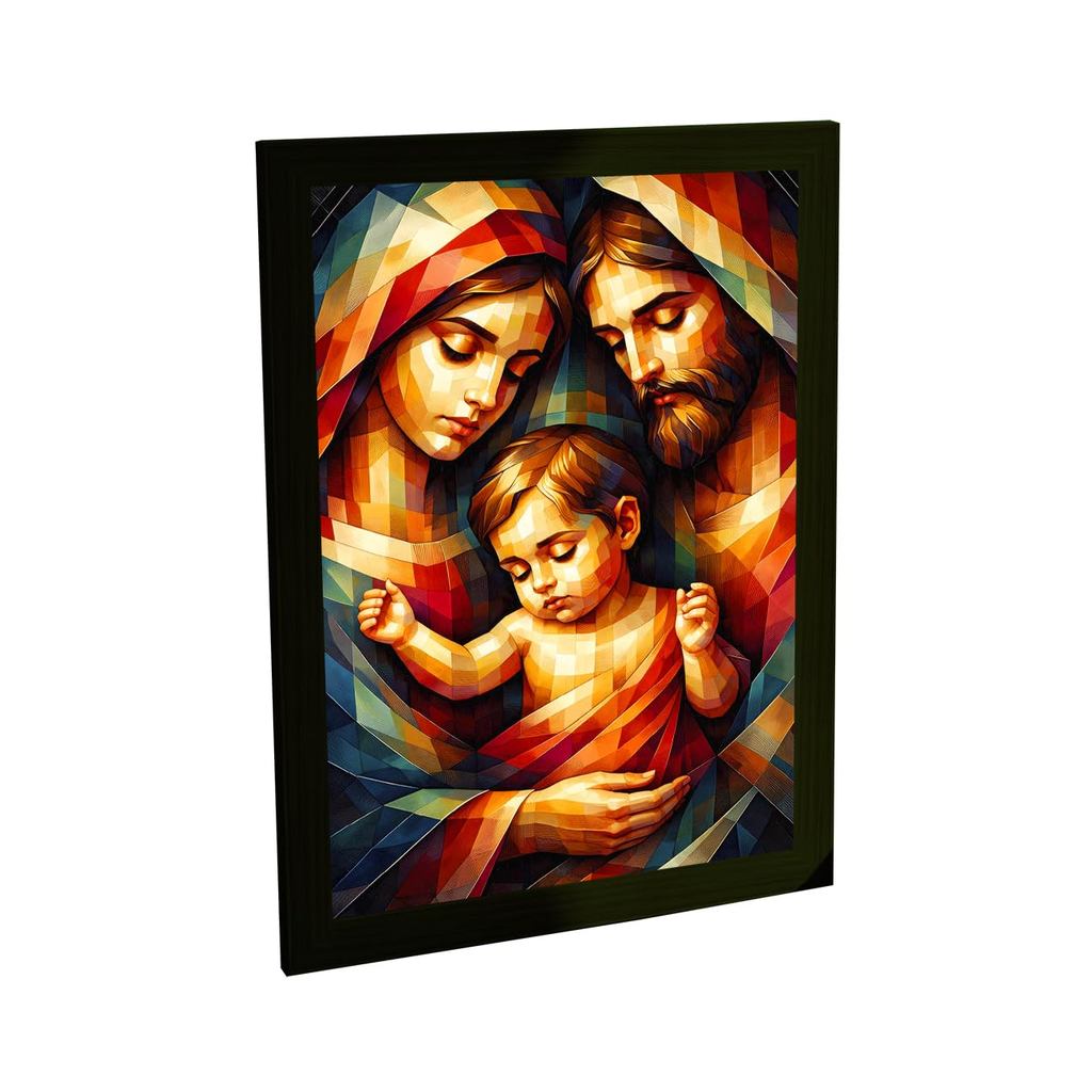 Quadro Decorativo para Sala e Quarto Sagrada Família Decorativo Colorido Religioso Moderno Escritório Decoracao Parede P