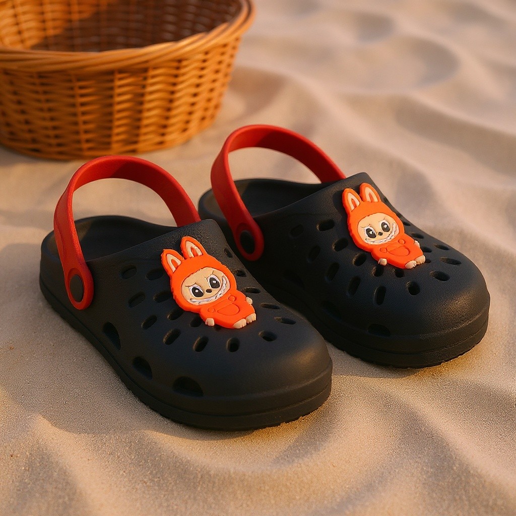 Babuche Infantil Labubu Laranja Preto Antiderrapante Macia 27 ao 34 — Beth Achadinhos