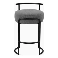Banqueta Evans Metal Preto Moderna Assento 65cm Boucle Premium Bancada Cozinha Americana Cadeira Bar Área Gourmet