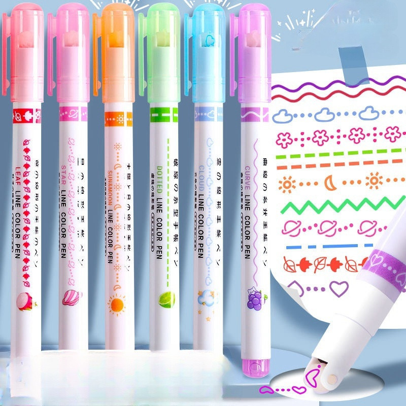 6 Cores Caneta Carimbo Roller Colorido Papelaria/Papelaria Fofa
