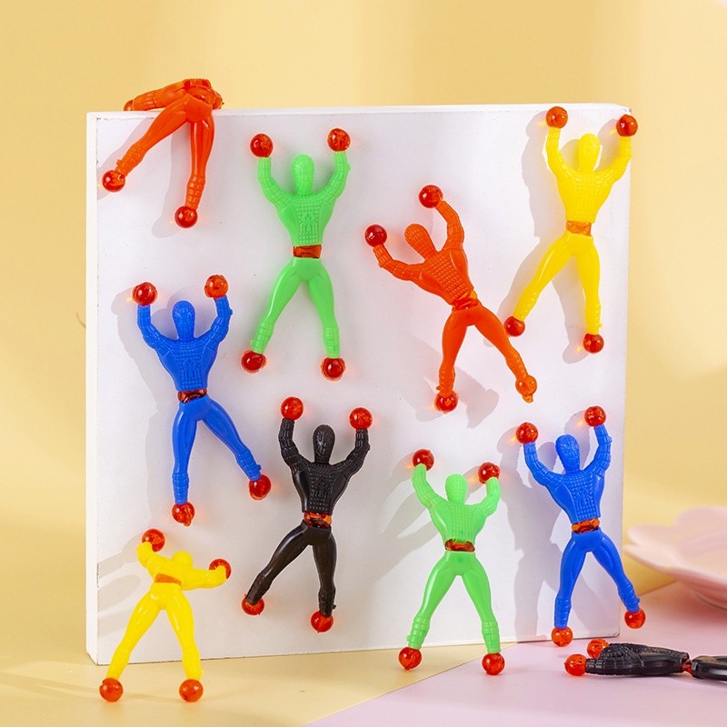 10 Brinquedos Elásticos Pegajosos Do Homem Aranha Dos Pces , Brinquedo Engraçado Elástico Super-Herói Da Parede Escalada