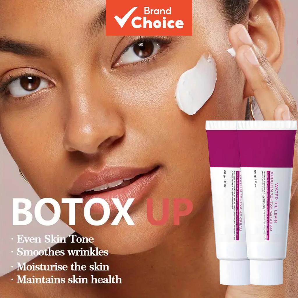 Creme Clareador LEVIN ÁGUA ICE Arbutin 7.0 TXA 4.0 60g/2,11oz, Fórmula Dupla Bloqueadora de Melanina, Clareia Manchas de