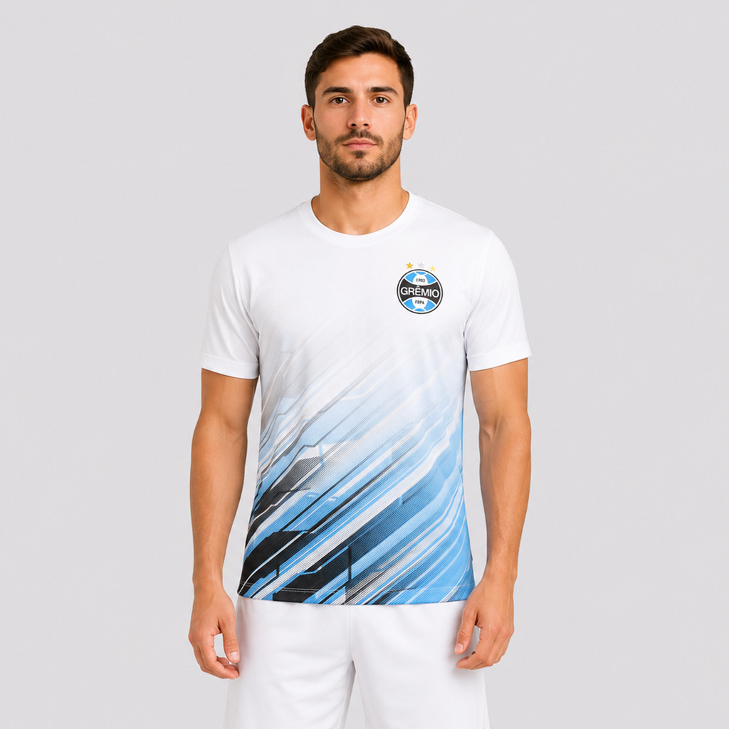 Camisa Grêmio Esportiva Dry Fit Branca e Azul