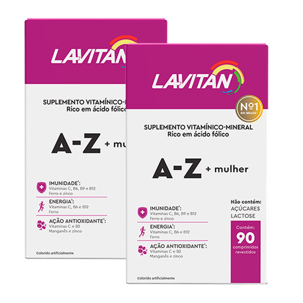 Kit 2 Lavitan AZ Mulher Suplemento Alimentar com 90 Comprimidos