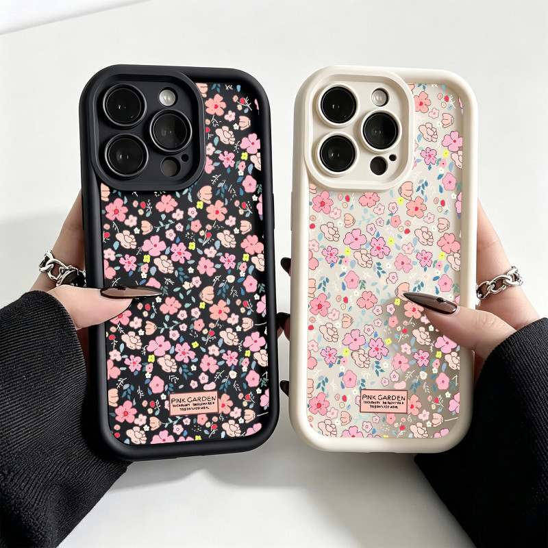 Capa De Telefone Macia Com Flores De Etiqueta Rosa Para Samsung Galaxy A17 A07 A14 A25 A54 A56 A36 A26 A24 A14 A15 A12 A