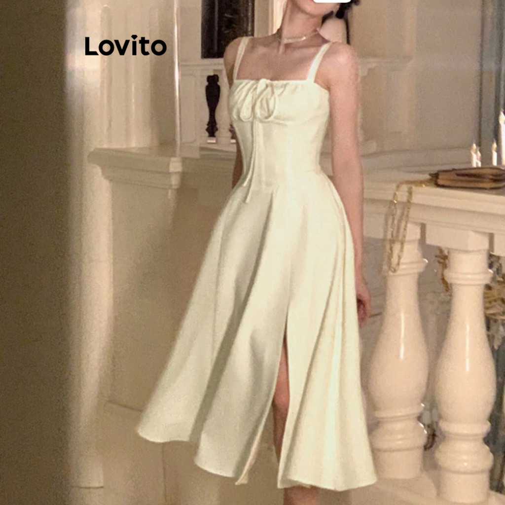 Lovito Elegante Vestido Com Amarração Frontal E Costas, Vestido De Verão Para Mulheres L74ED185 · foto 2