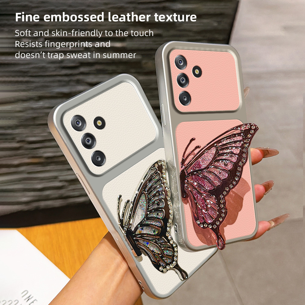 Moda Glitter Borboleta Suporte Pulseira Caso De Telefone Para Samsung Galaxy A17 A16 A15 A14 A13 A14S A12 A11 A07 A06 A0