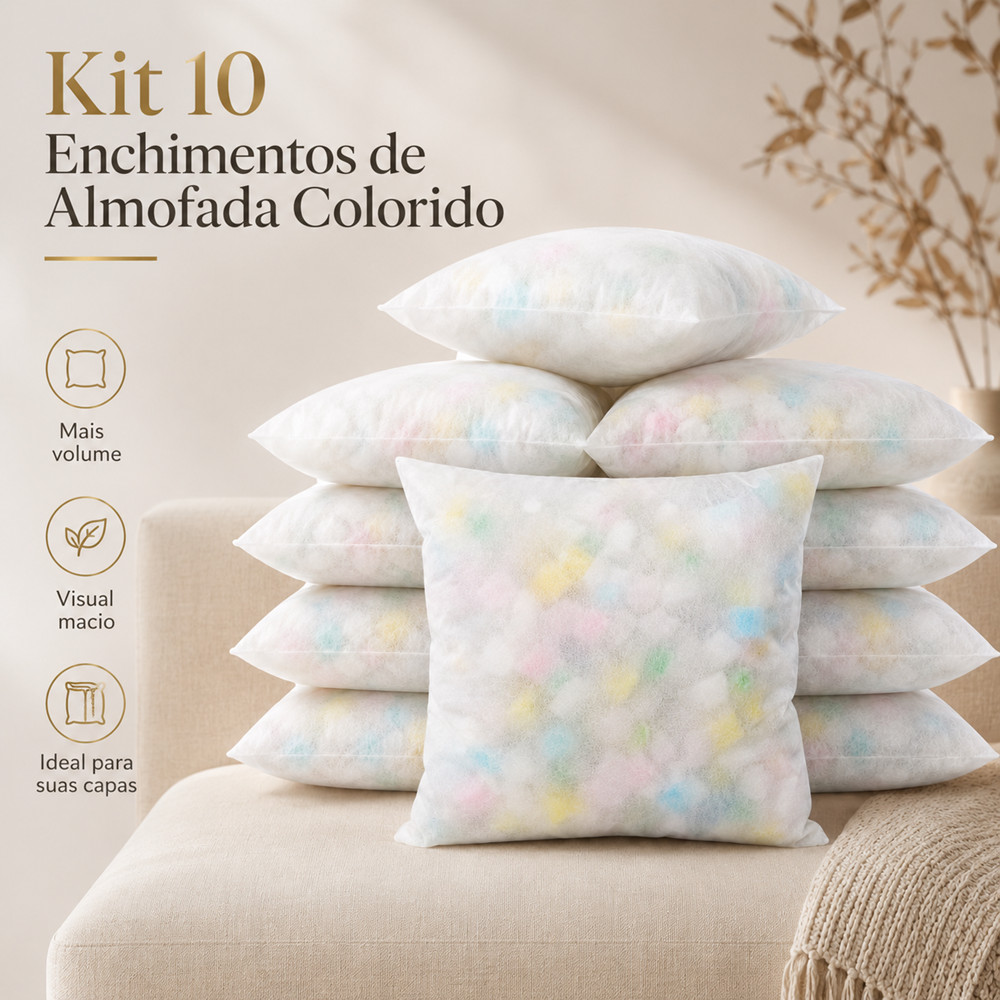 Kit 10 Almofadas Sofá Enchimento de Espuma Refil Almofada Espuma 45x45cm - ENVIO FULL