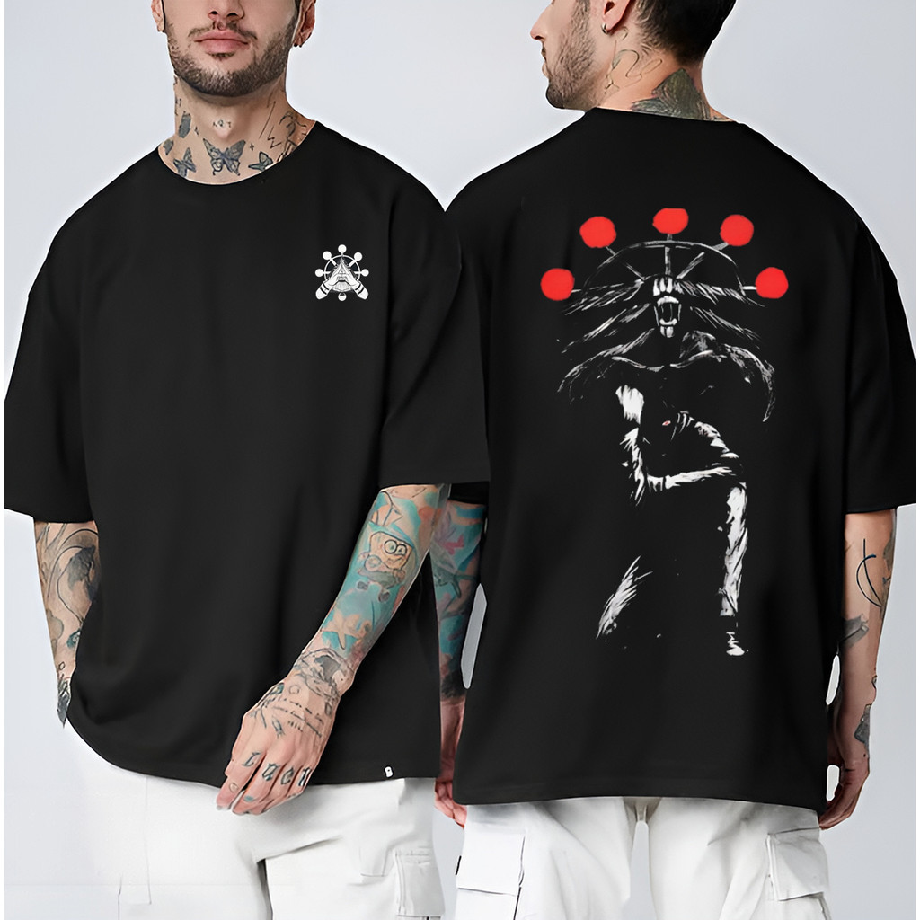 Camiseta Masculina Feminina Oversized Estampa Personagem Jujutsu Kaisen Sukuna, T‑shirt Streetwear Estampa de Anime