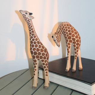Estoque pronto Ventilador Aoki Girafa de Madeira Enfeites de Animais Criativos Acessórios para Casa Decoração de Mesa Br
