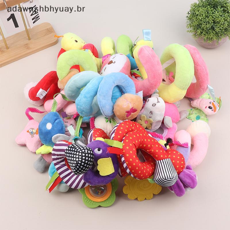 Adawnshubiuay Carrinho De Bebê Berço Pendurado Espiral Brinquedo De Pelúcia Chocalho Sensorial Mordedor Calmante Recém-N