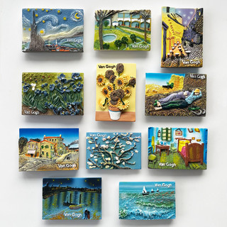 Nordic ins estilo Van Gogh geladeira adesivos ímãs único criativo pinturas mundialmente famosas 3d tridimensional decora